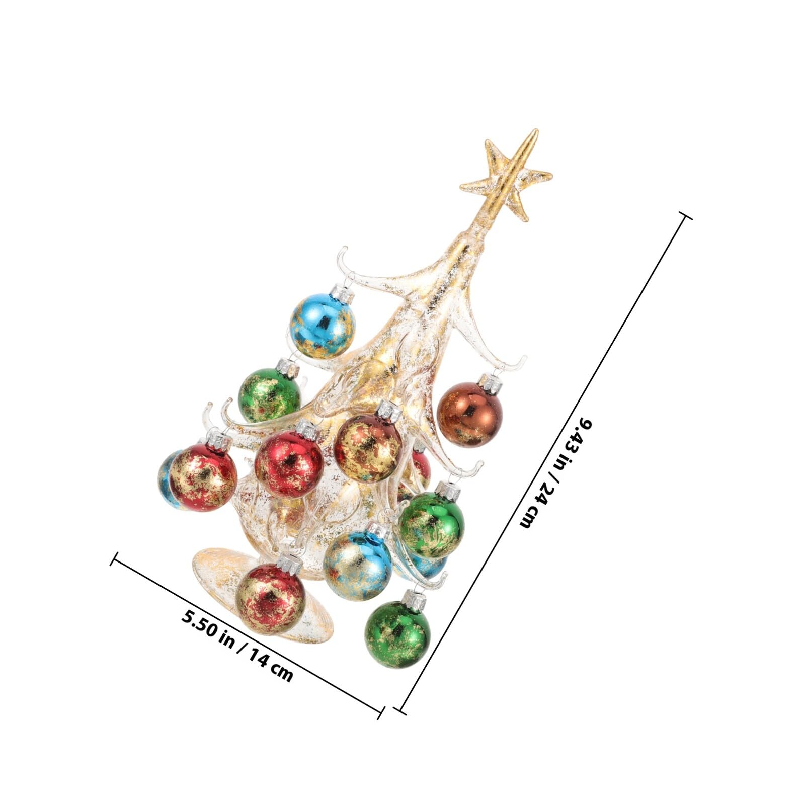 DECHOUS Árbol de Navidad de Cristal Grande Amarillo Adorno Navideño para Decoración de Escritorio y Repisa Estatua Hecha a Mano Resistente para Mesa de Centro y Ambiente Festivo