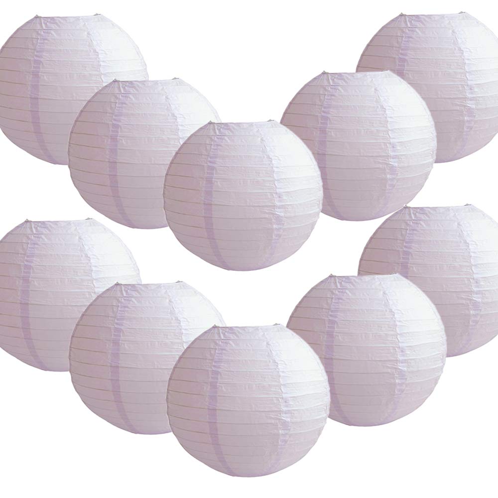 Time to Sparkle 10 Pack Tissue Paper Round Lanterns LampShade Lamp Shade Wedding Birthday Party Decoration | Light Purple, 12"(30cm) | — image 1