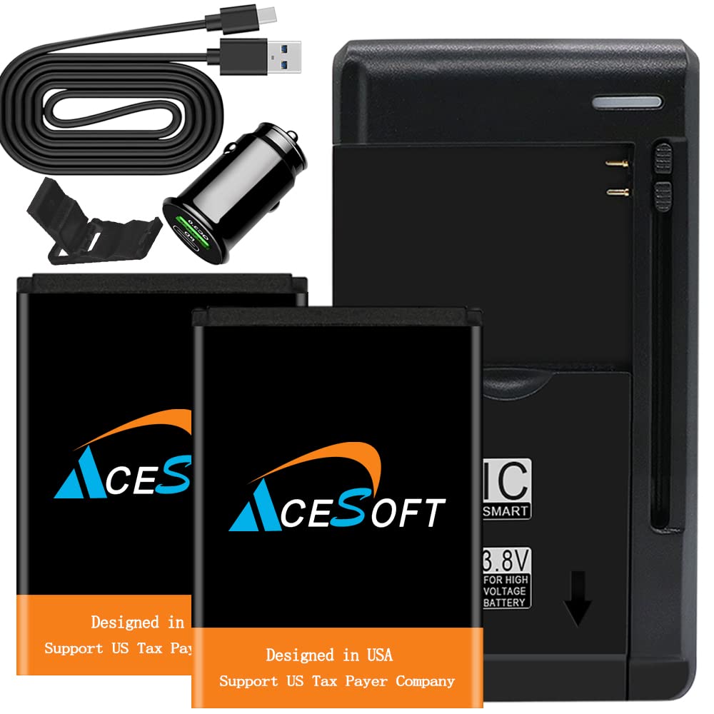 Large Capacity Rechargeable Li_ion Thick Density 2150mAh Battery Universal Dock Charger with USB Output Port Car Charger Type C Cable Folding Bracket Compatible with CAT S22 Flip