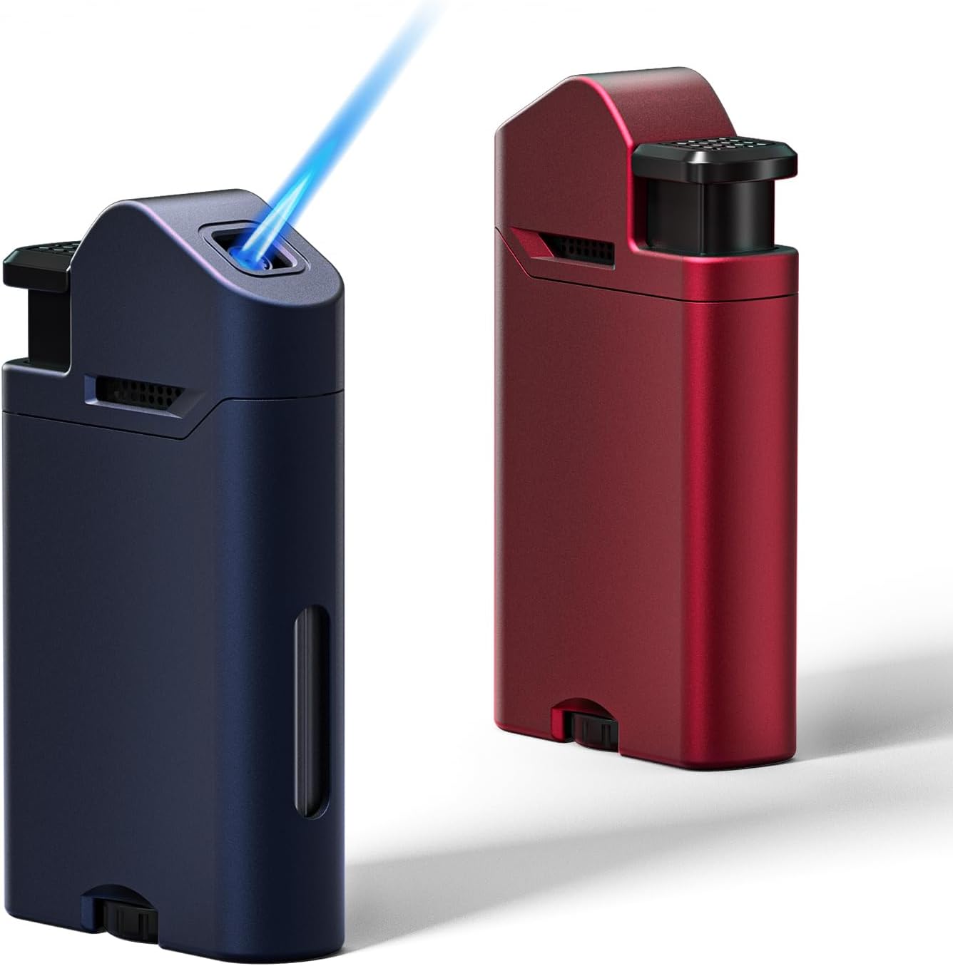 RONXS Torch Lighter, 2 Pack Adjustable Jet Flame Butane Lighter, Mini Refillable Windproof Cool Lighters, Great Gift Idea for Men and Women (Butane Gas Not Included) (Blue&Red)