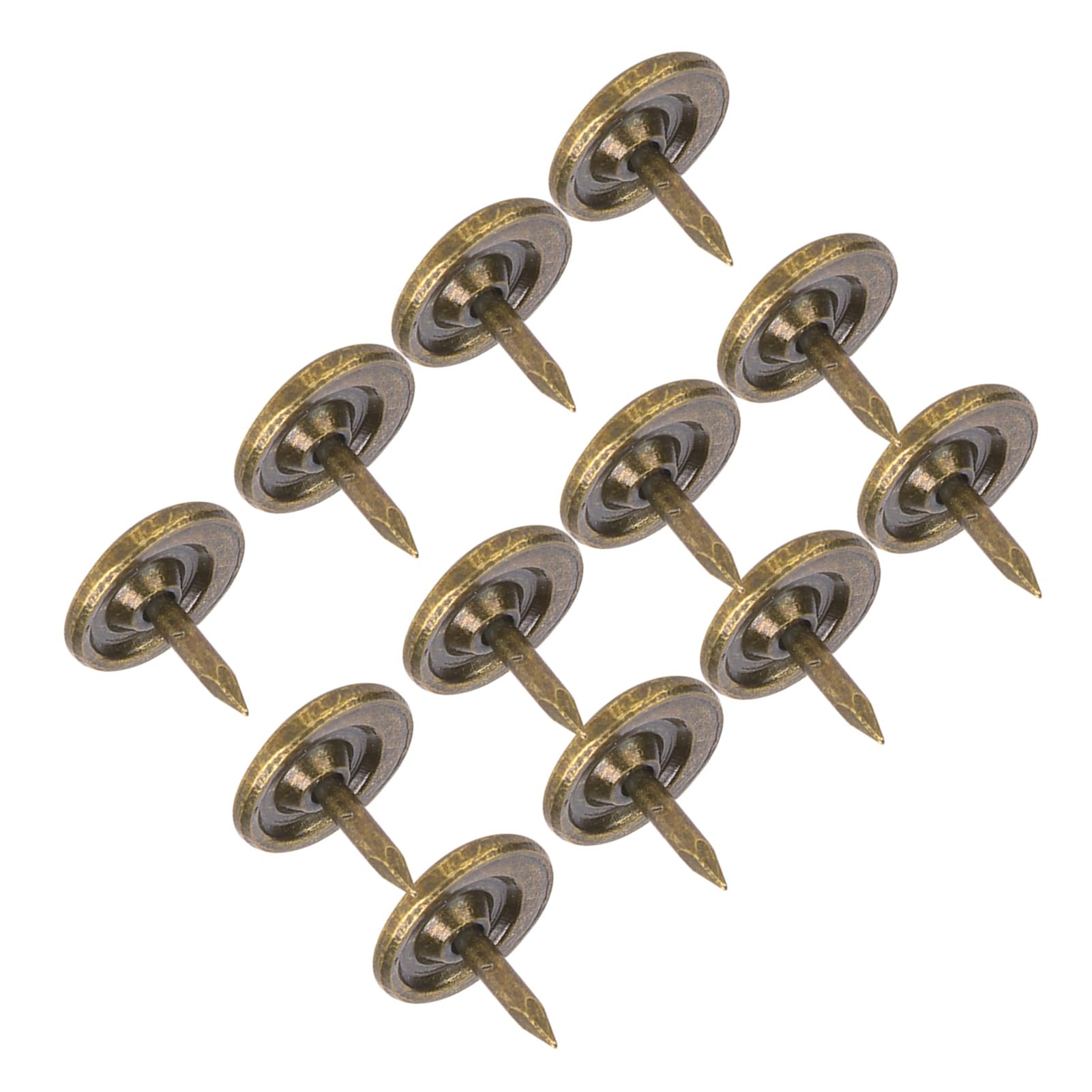 Heepdd As Shown Upholstery Nails, 100Pcs Flat Head Bronze Metal Tacks, Antique Furniture Nails For Sofa Headboards, Iron, Cyan Bronze