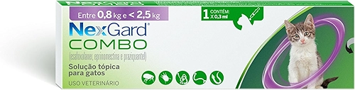 Nexgard COMBO Antipulgas e Sarna e Vermífugo para Gatos até 2,5 kg - 1 aplicador