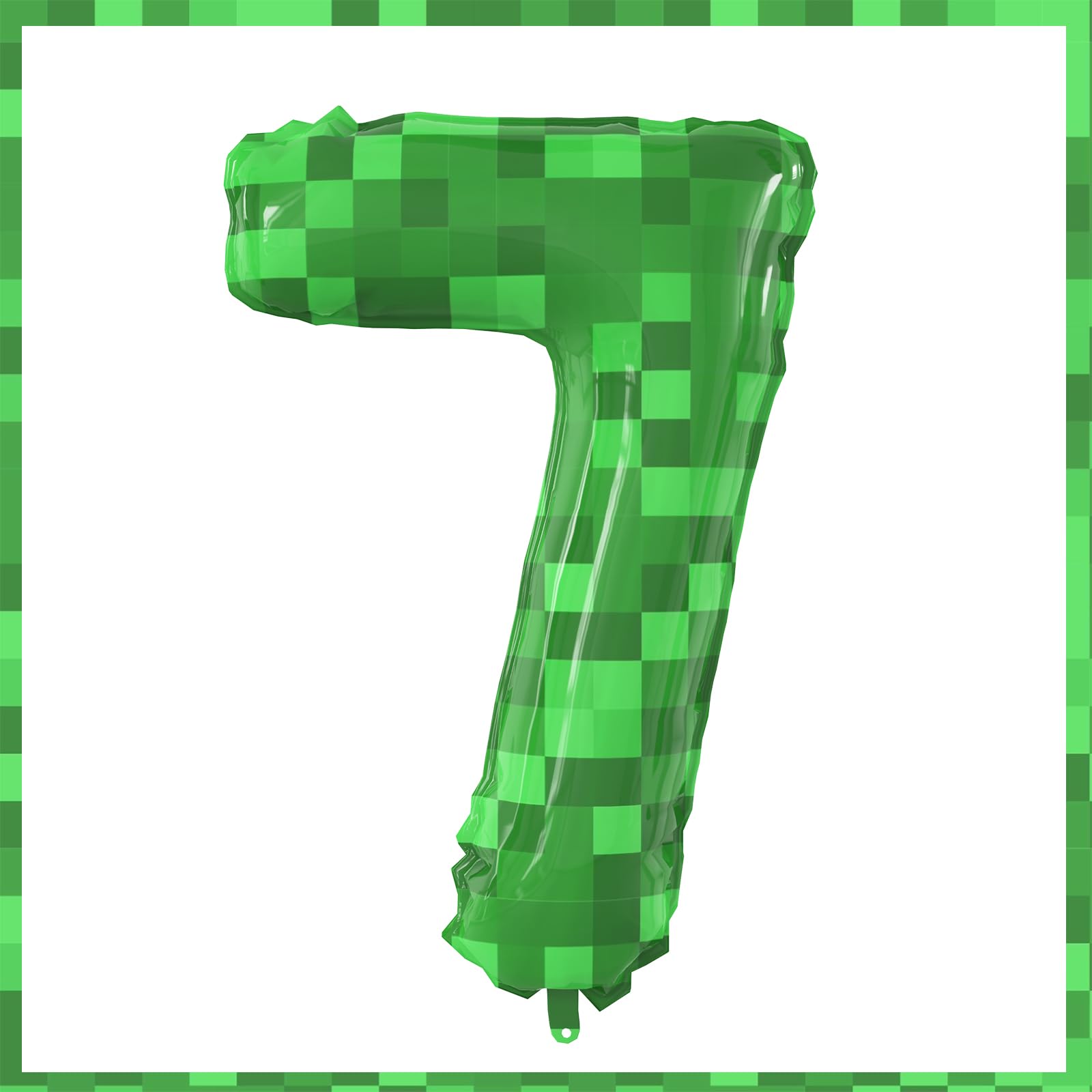 40 Inch Giant Green Pixel Miner Theme Number Foil Balloons Large MIning Number 7 Balloons Party Balloons Birthday Party Decorations Supplies Number 0-9 Available for Kids' Birthday Anniversary Party