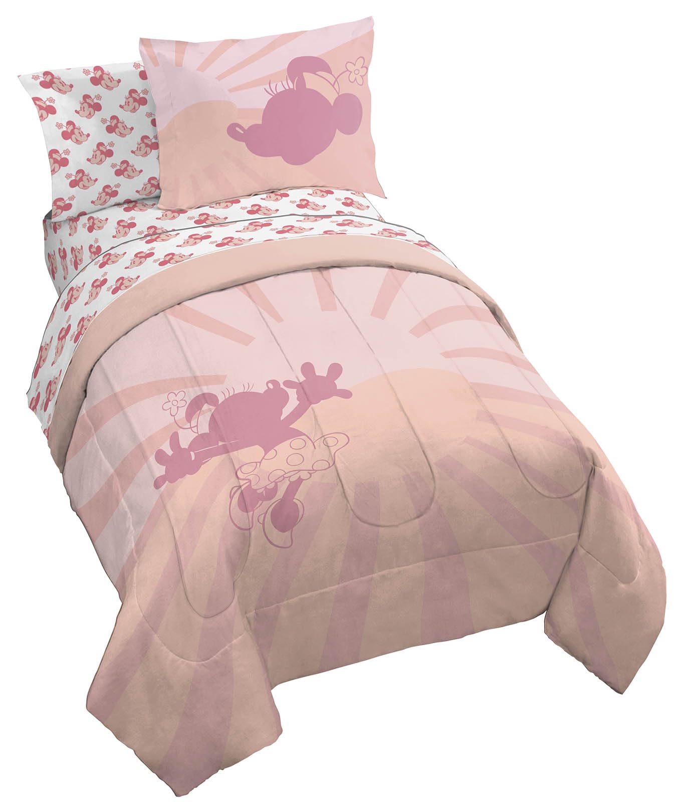 Disney Minnie Mouse Full Size Comforter Set - 7 Piece Bedding Includes Sheet Set & Pillow Covers - Super Soft Cozy Pink Bedding