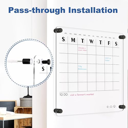 Miniatura 4 de Calendario acrílico para pizarra blanca de pared, pizarra semanal transparente de borrado en seco, pizarra blanca pequeña para pared, hogar,
