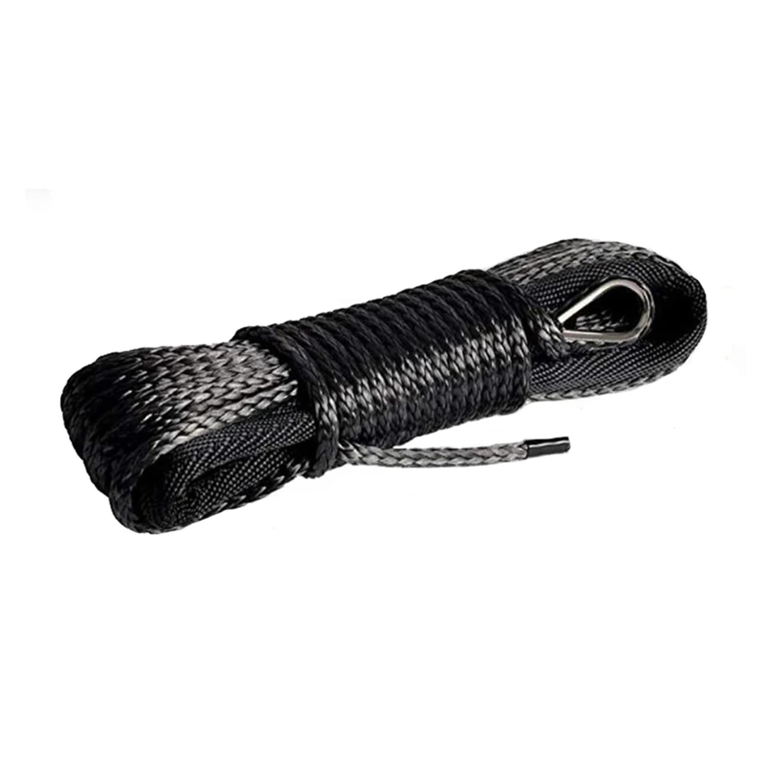 Lina wyciągarki 8 mm x 15 m, syntetyczna, lina do wyciągarek samochodowych o dużej wytrzymałości holowania pojazdów Wysoka wytrzymałość(GRAY)