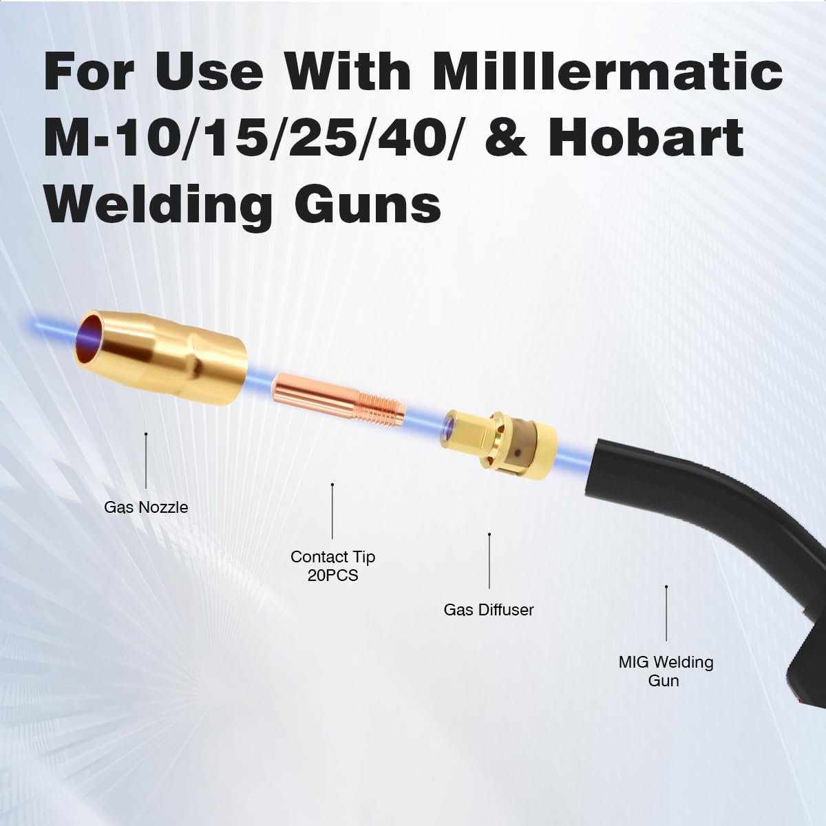 20PCS 000068 0.035'' MIG Contact Tips for Millermatic M-10 M-15 M-25 Gun | MIG Welding Tips Compatible with Millermatic M-40 & Hobart Welding Guns 0.035 Inch Contact Tip Set