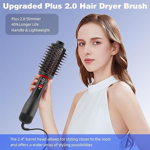 Miniatura 2 de Cepillo secador de pelo, más 2.0 profesional 4 en 1 cepillo secador de pelo de un solo paso, cepillo secador de pelo de titanio iónico negativo de