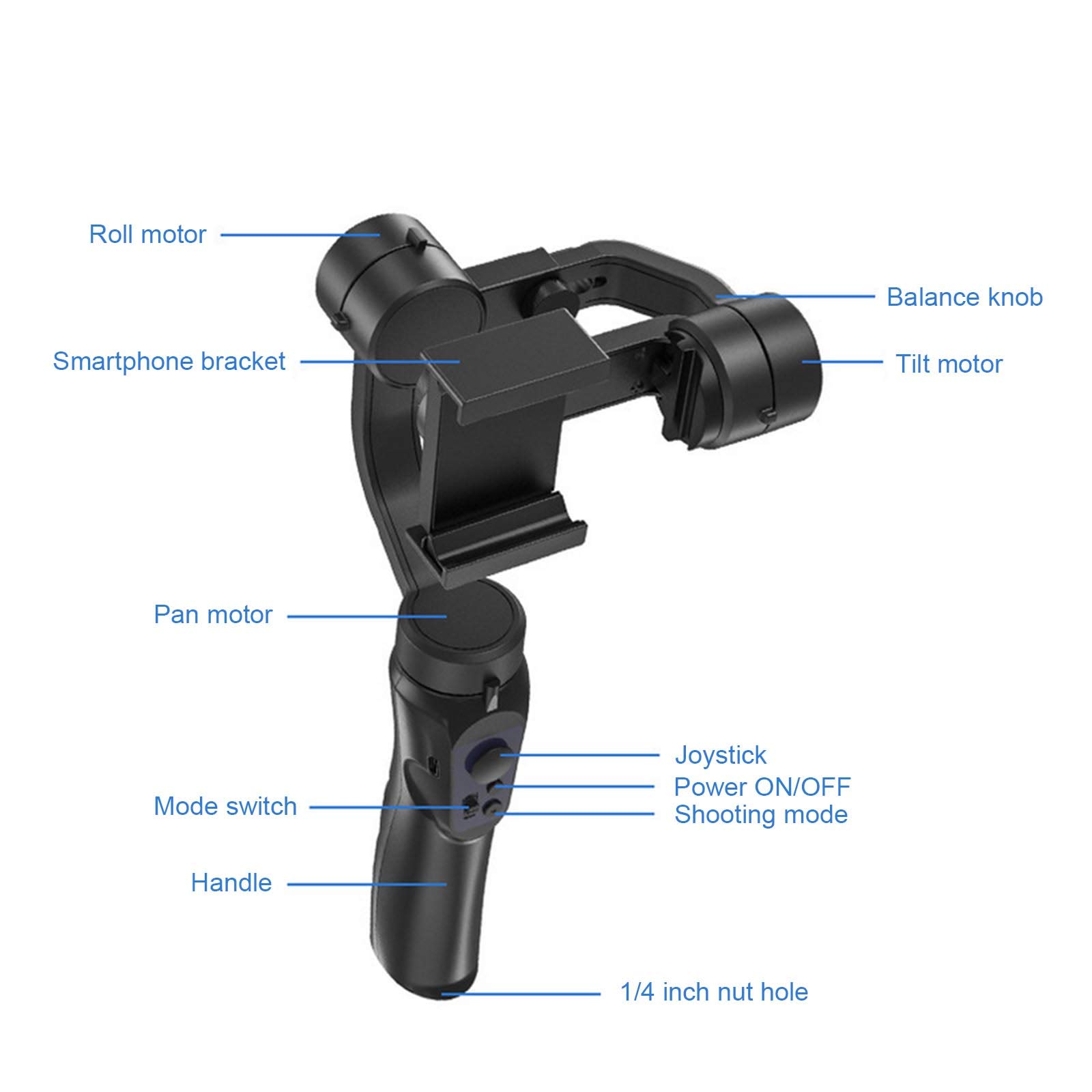 3-osiowy ręczny stabilizator gimbala BT Action Camera Smartphone telefon stabilizator wspornik