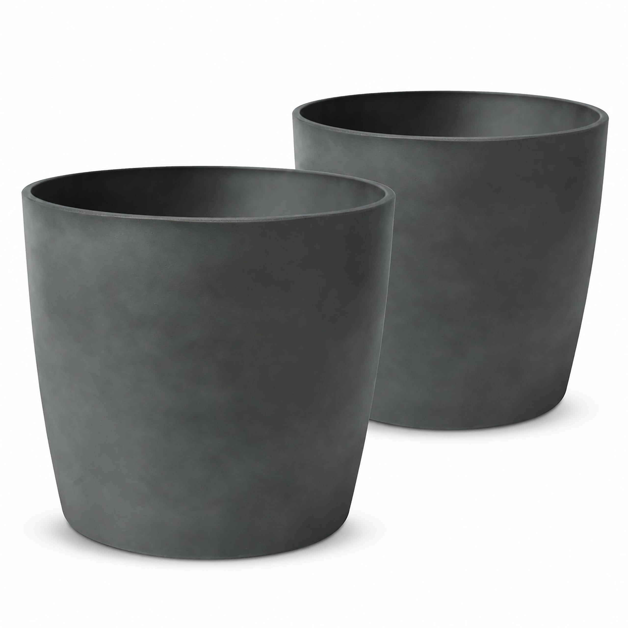 Zedelmaier 2er-Set Blumentöpfe Outdoor, wetterfest, Betonoptik | Dickwandige Übertöpfe, stabil & standfest, matte Betonoptik, Blumentopf außen für Balkon, Terrasse, Garten & Hauseingang