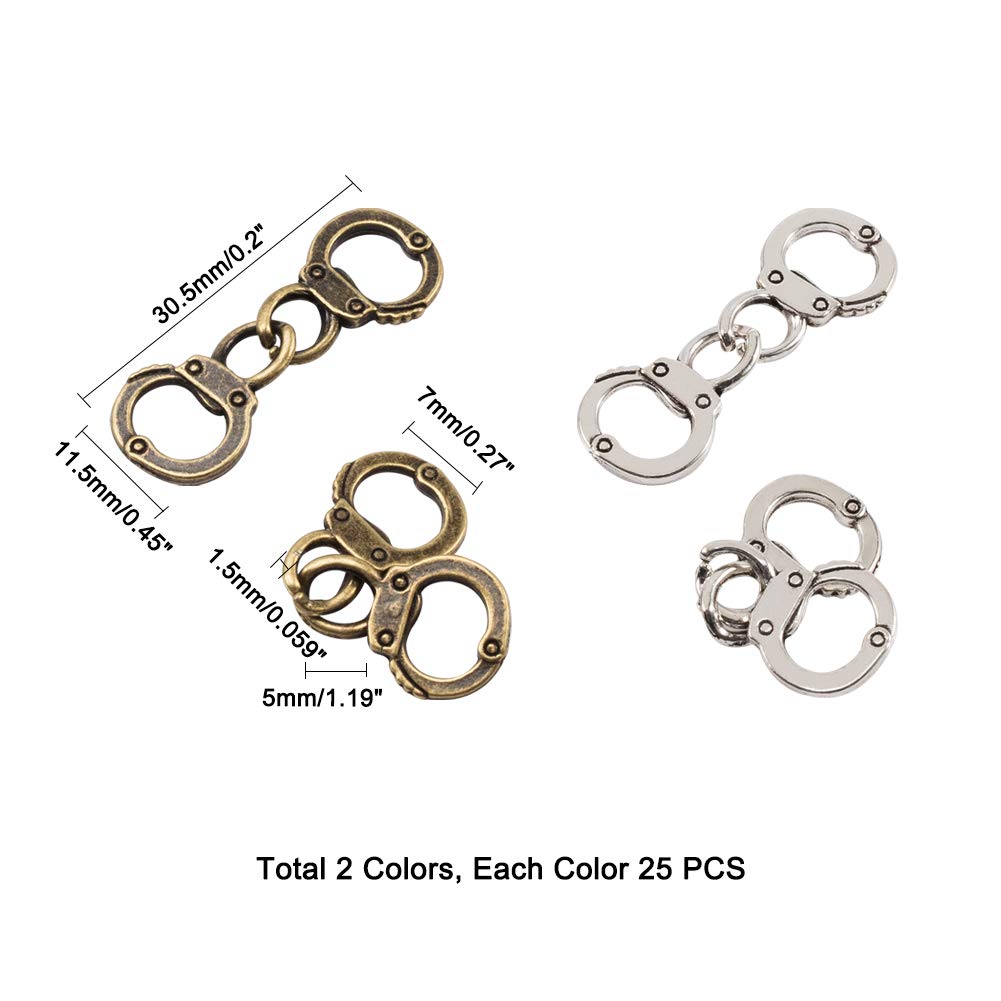 PandaHall - 50 dijes de aleación de estilo tibetano para hacer joyas, bronce antiguo y plata antigua, 50 unidades 3