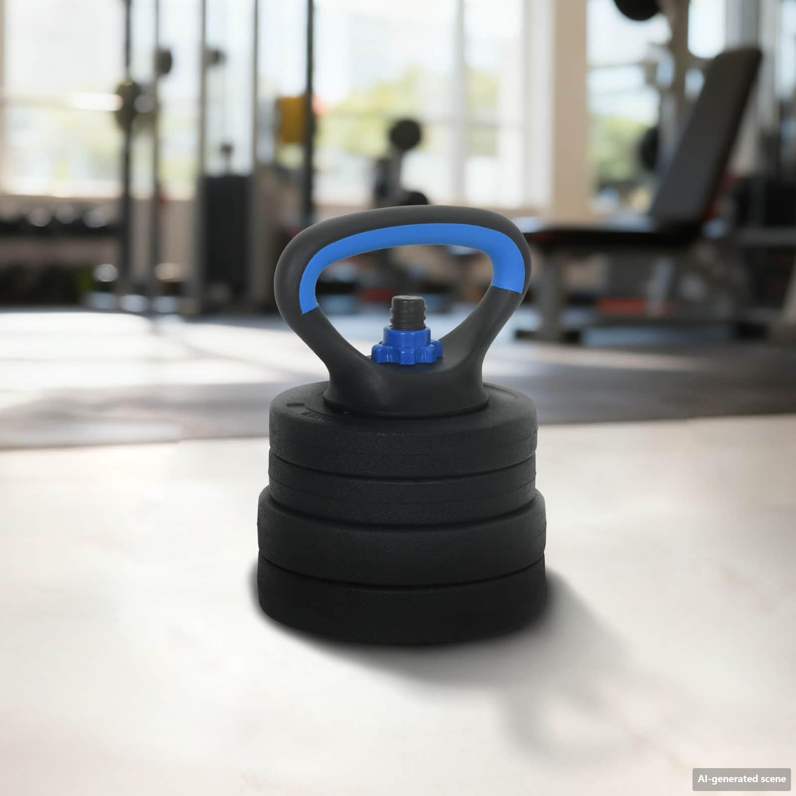 vidaXL Set di manubri, bilanciere e Kettlebell 4-in-1 20 kg Nero e Blu, Attrezzatura da casa, manubri Regolabili, Pesi per Allenamento, Fitness Indoor, Strumenti e Attrezzi salvaspazio