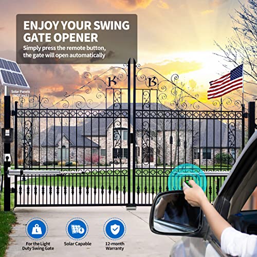 Casar Hj4022 Dual Swing Gate Opener Light Duty Automatic Gate Motor For Double Swing Gate Up To 12Ft Per Arm, Electric Driveway Gate Operator Ac Powered With Remote Control Kit Solar Compatible #TOP1