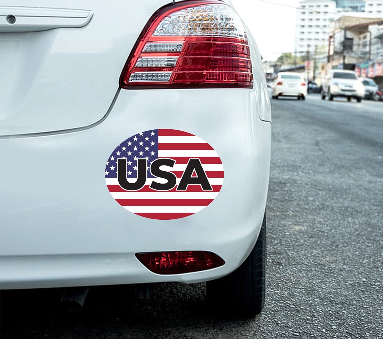 Stukk White 2 X Usa Car Stickers United State Flag Oval Self-Adhesive Vinyl Car, Van, Lorry