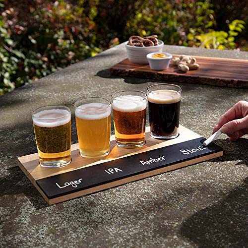 Beer Tasting Flight Sampler Set, 4-6oz Pilsner Craft Brew Glasses w Paddle and Chalkboard - //coolthings.us