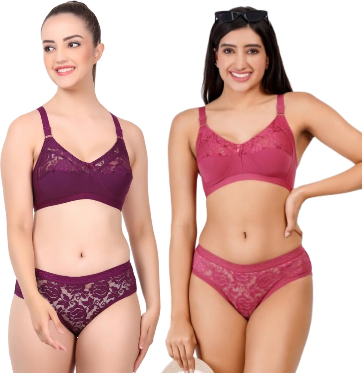 Women's Solid Cotton Blend Deepika Wine-Onion Set Regular Bra & Panty Set-picture-22