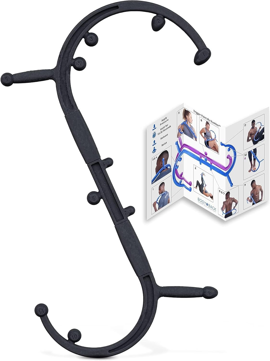 Buddy Elite Black 2.1 - Neck Massager for Pain Relief Deep Tissue - Back Therapy Tool - Therapeutic Trigger Point Hook for Muscle Knot & Myofascial Release - Shoulder Pressure Point Relief