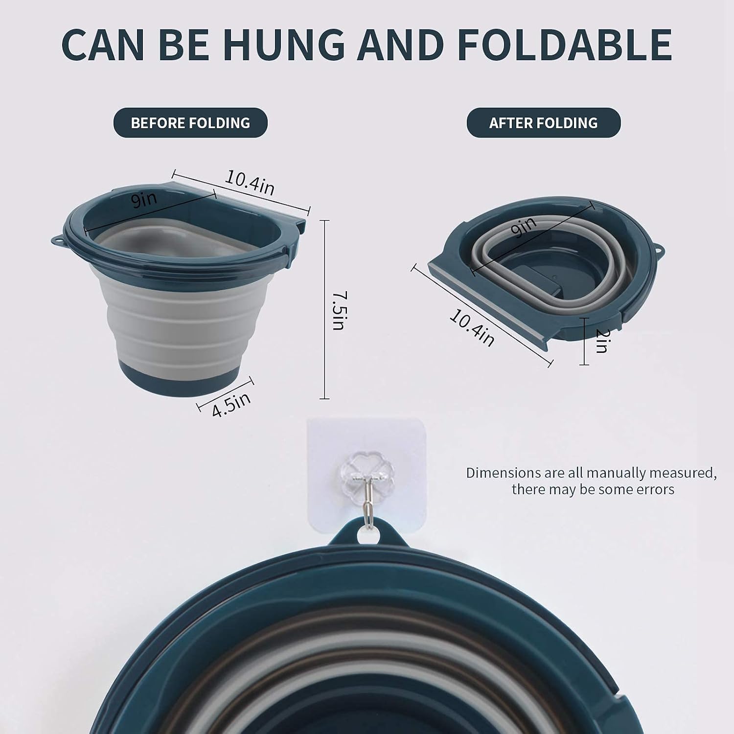 Eleganted Hanging Kitchen Trash Can 4L Folding Trash Can for Kitchen Cabinet Collapsible Hang Garbage Can Countertop Garbage Bin Bedroom Trash Can (Gray)