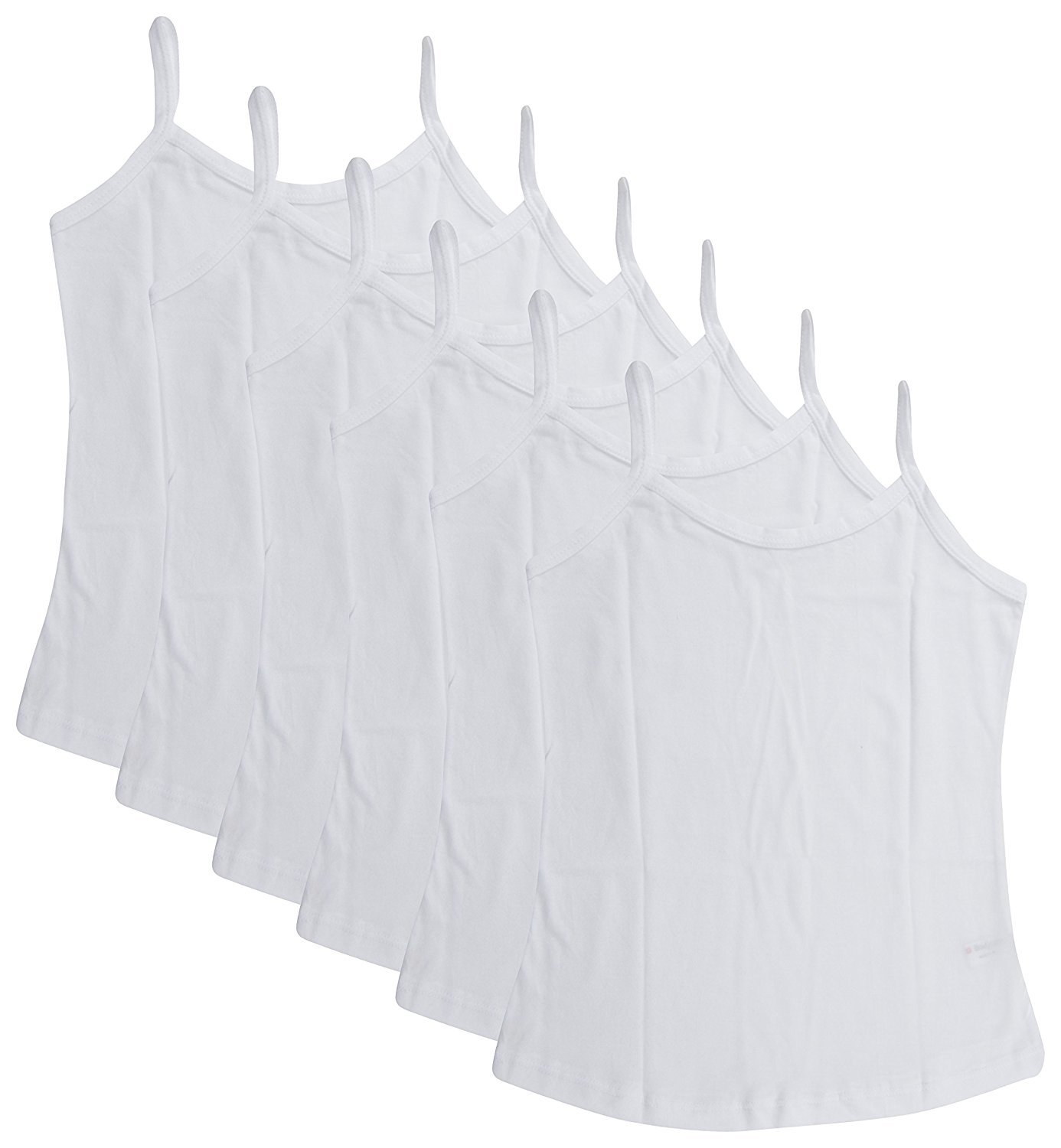 V D Sales, Pack of 6 Plain White Cotton Slips, Camisoles for Girls