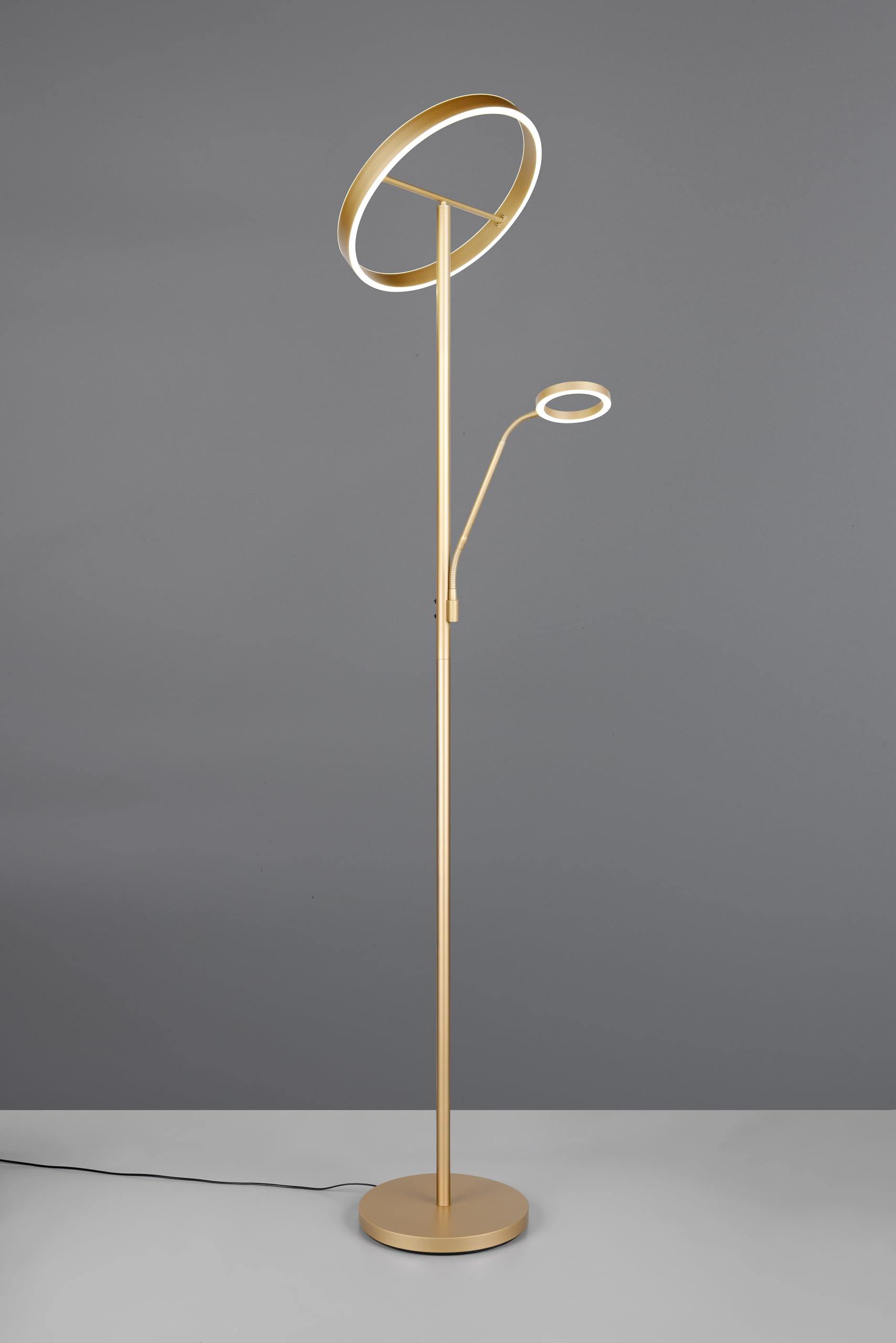 Trio Lampa podłogowa LED Leuchten WILLIS 449510279, złoty metal, 39 + 5,5 W LED, regulowana barwa światła, możliwość ściemniania
