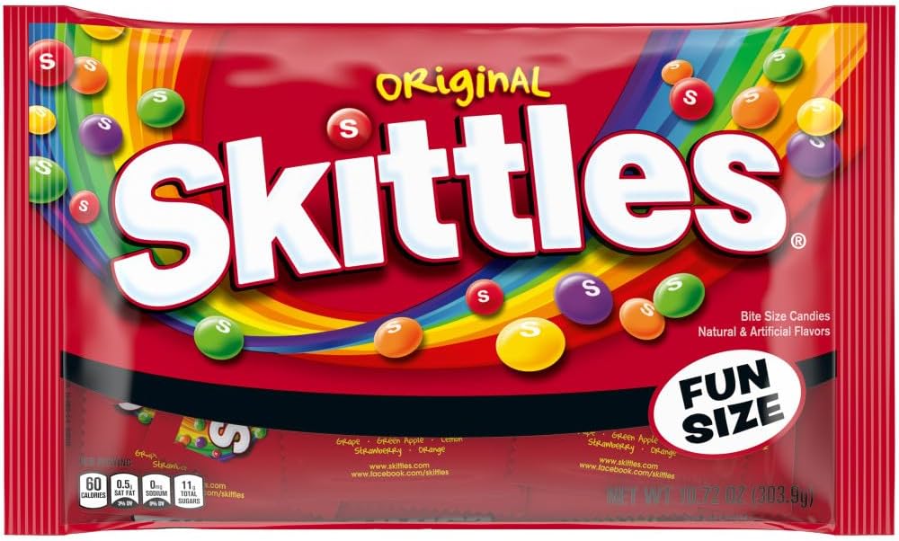 SKITTLES Original Chewy Candy Fun Size Halloween Candy, 10.72 oz