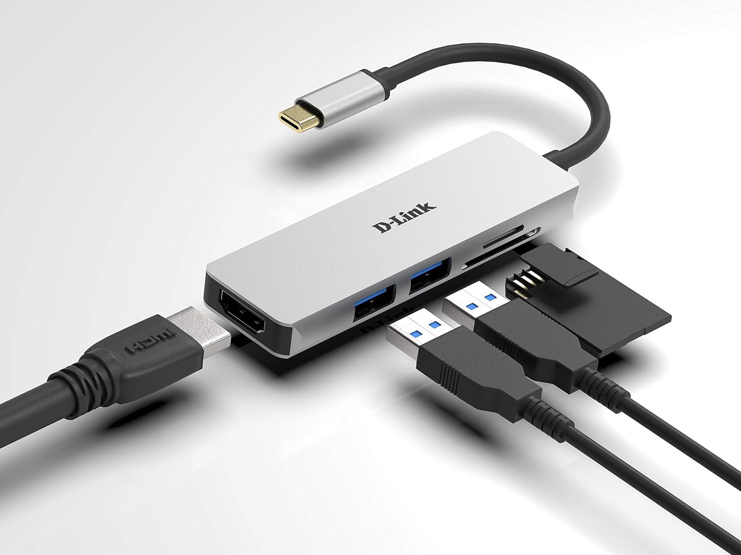 D-Link DUB-M530 5-in-1 USB-C Hub with HDMI 1.4, 2 USB 3.0 and SD/MicroSD Card Reader for MacBook Pro 2016 or Later, MacBook Air 2018, Chromebook and Surface Pro 7 [Amazon Exclusive]