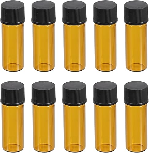 PATIKIL Botella de almacenamiento multimedia de 0.1 fl oz, paquete de 15 botellas de vidrio con tapa de rosca de plástico para laboratorio en casa,