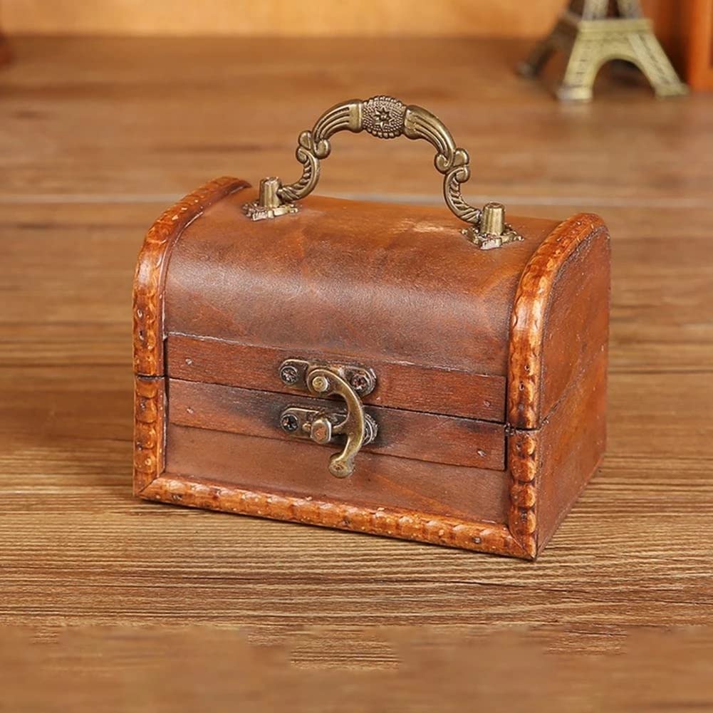 Kolczyki Schowek Artykuły domowe Retro Drewniane pudełko z biżuterią Mała walizka Kolczyki Case
