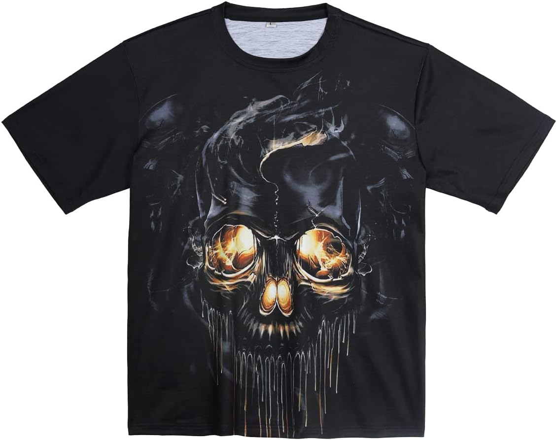 Men's Street Skull Muscle Short Sleeve Print Personality Fashion Fashion T-Shirt - Image 3