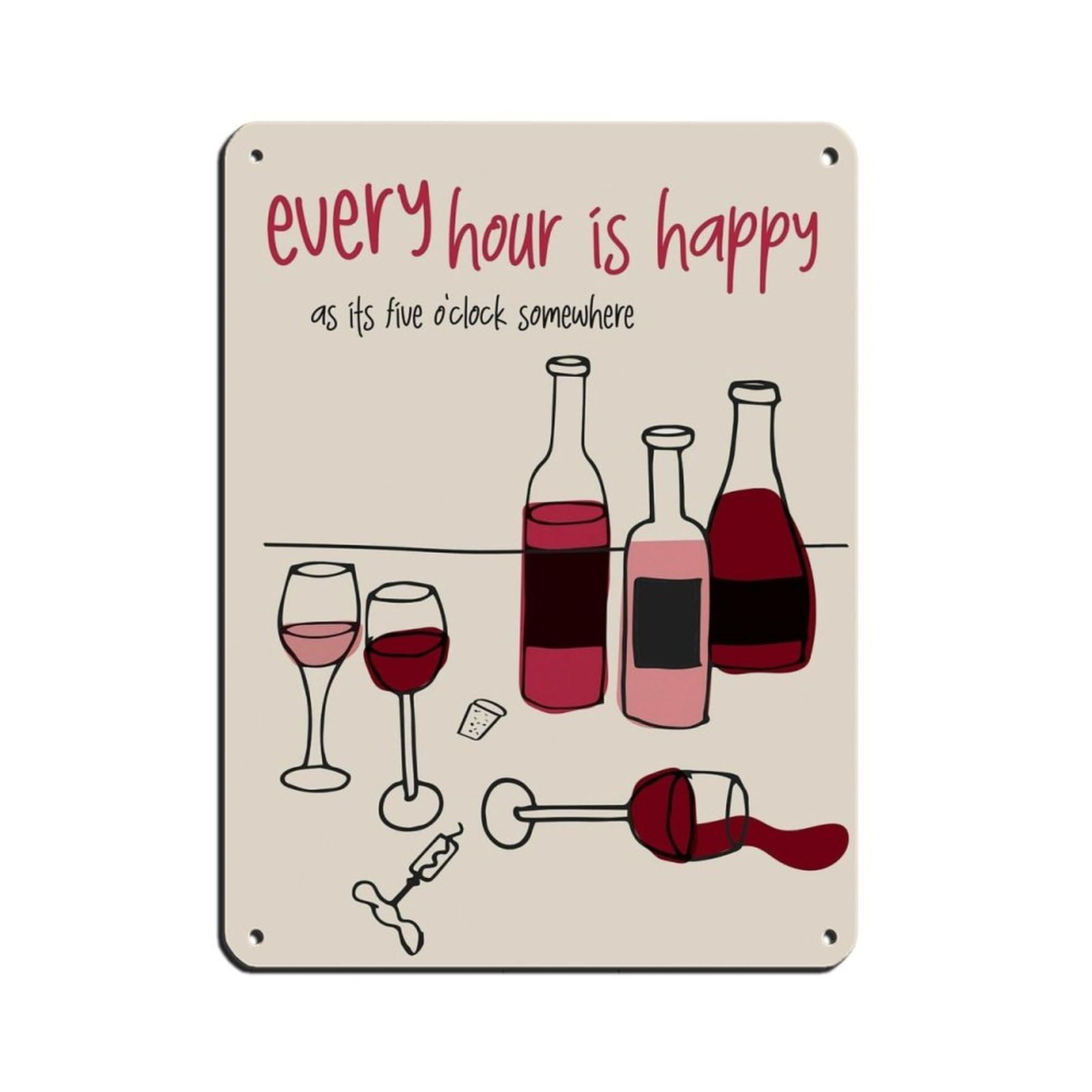 Hand Drawn Happy Hour, Every Hour Is Happy Tin Sign Vintage Metal Pub Club Cafe Bar Home Wall Art Decoration Poster Retro 12x16inch(30x40cm)