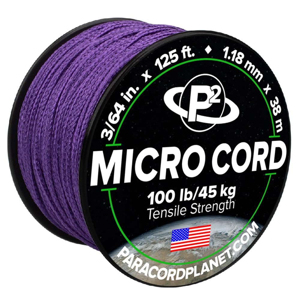 Paracord Planet Micro Paracord – Thin Braided Cord for Crafting, Fishing, and DIY Projects in 38m Spools – Royal Purple — image 1