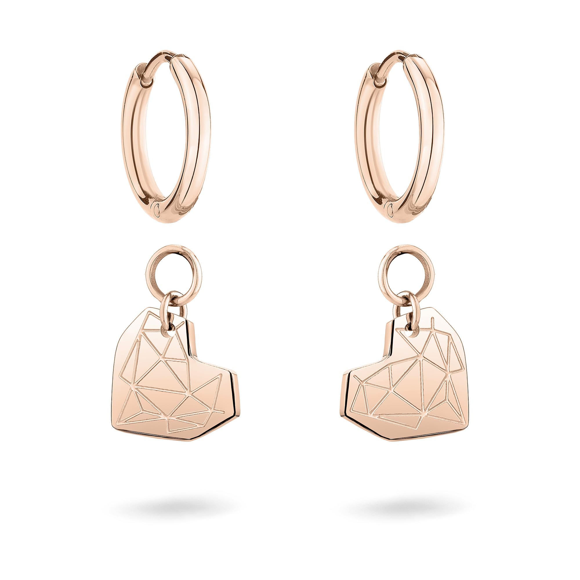 LIEBESKIND BERLIN Damen Creole – Ohrringe aus Edelstahl mit Broken Heart Motiv - Herz Anhänger - Eleganter Schmuck für jeden Anlass und das perfekte Geschenk