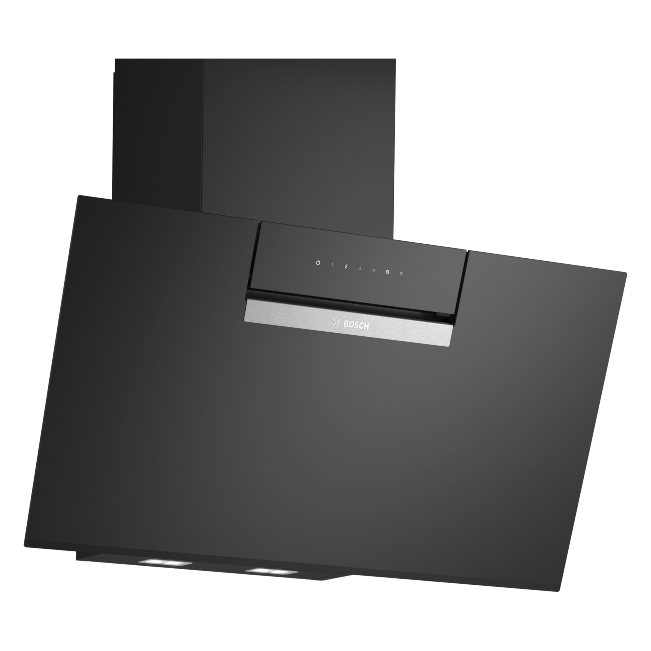 Bosch Serie 4 Smarte Dunstabzugshaube 80 cm, DWK87FN60, Klarglas schwarz bedruckt, Wandesse Made in Germany, Automatische Anpassung an Kochfeld, Steuerung über Kochfeld, Einstellbare Farbtemperatur
