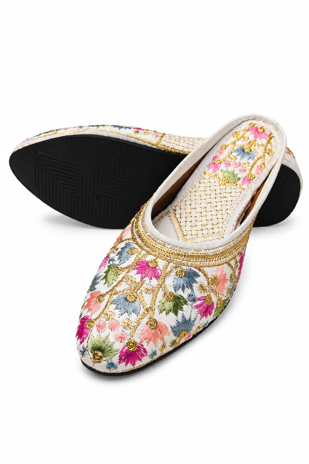 Women's Embroidered Jutti | Multicolor Floral Mojari Flat for Ethnic, Wedding & Casual Wear-image-13