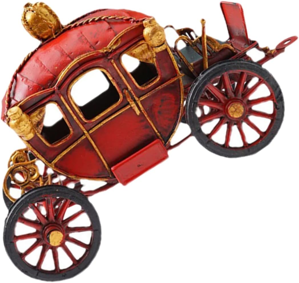 ABOOFAN Pumpkin Carriage Model Vintage Decor Home Decor Sculpture Coffee Table Decor Vintage Car Red Iron