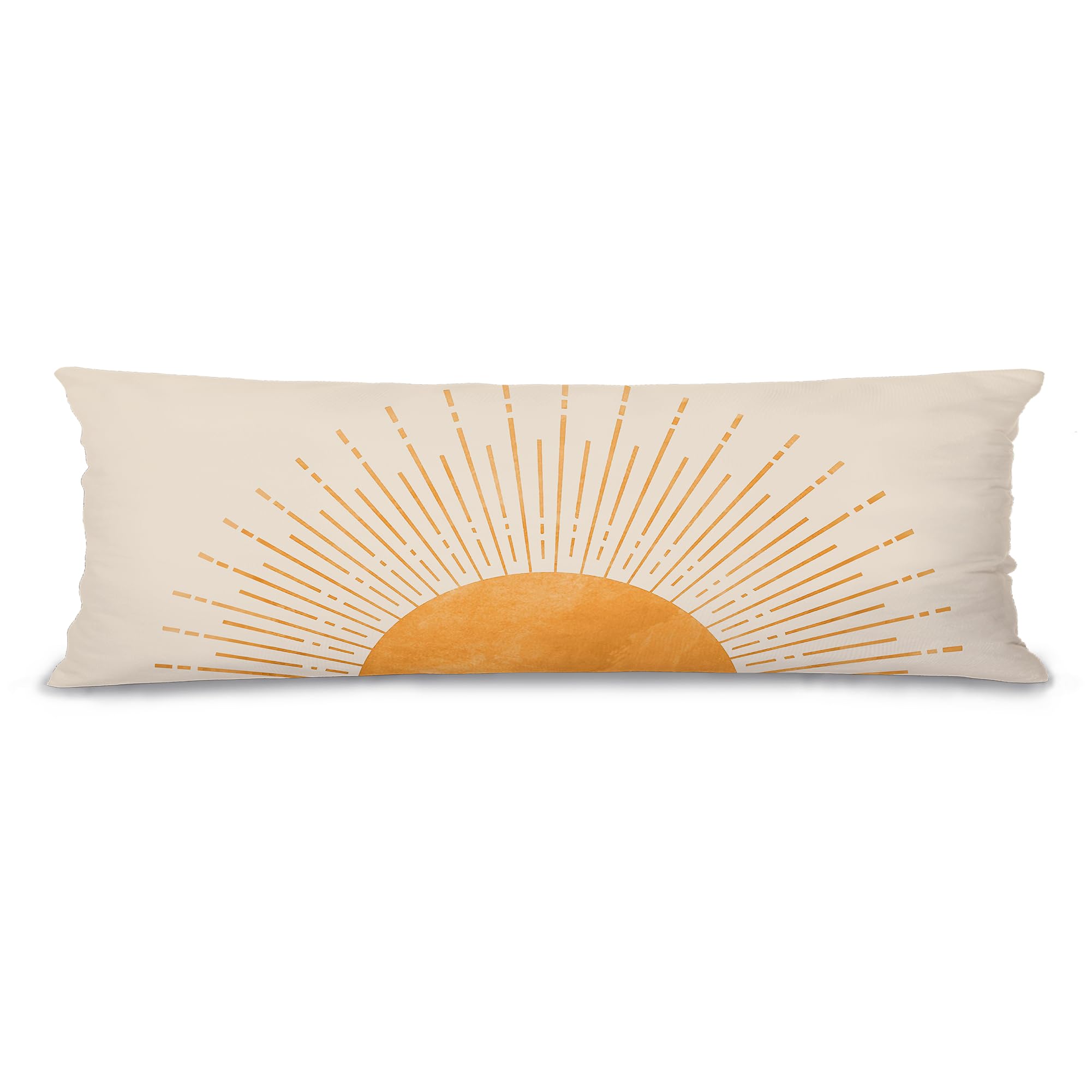 Photo 1 of Pleonox Boho Orange Sun Sunshine 20x54 Body Pillow Cover Case, Mid Century Modern Boho Horizontal Sunset Sunrise Decorative Long Hug Pillow Cases for Bed Couch