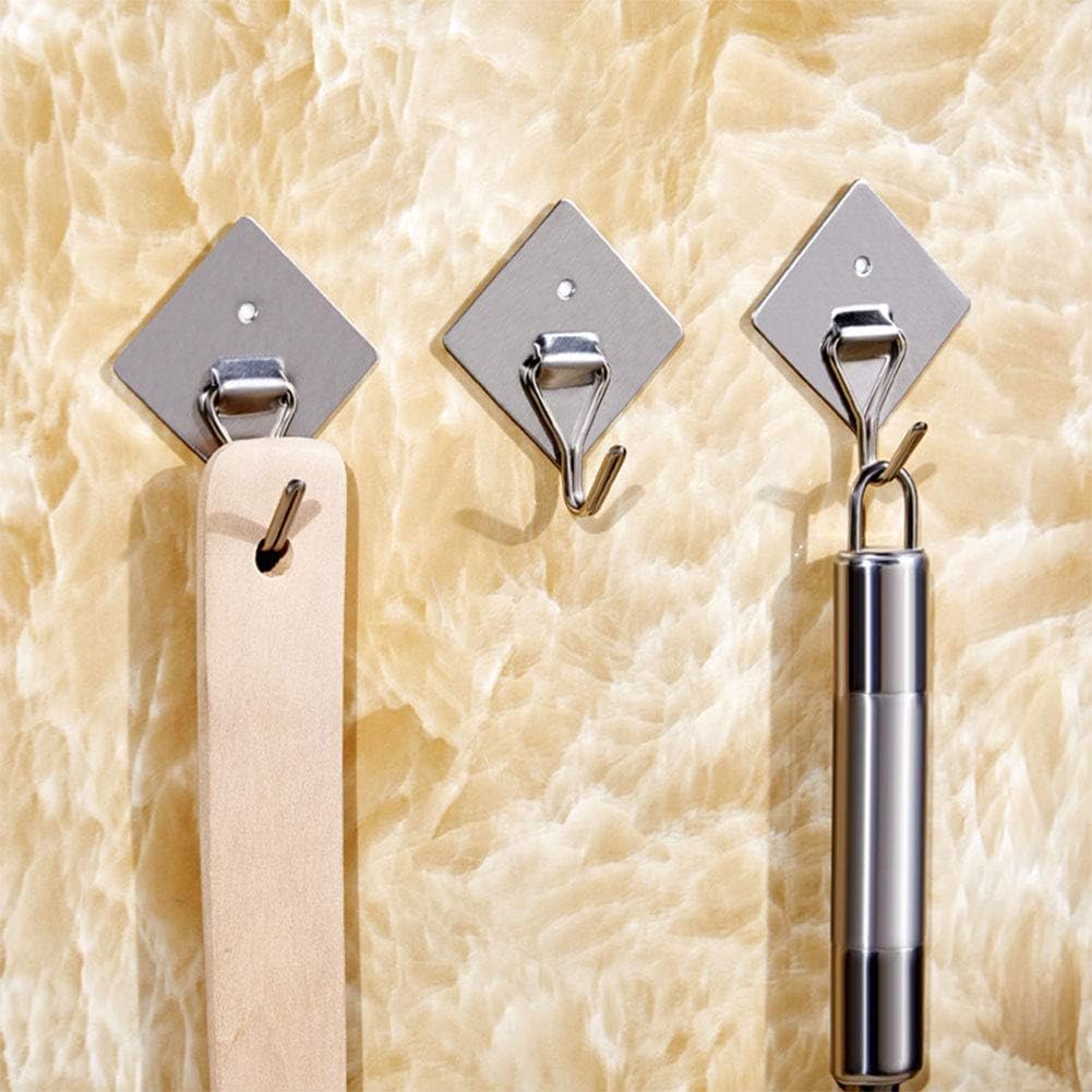 Holiday Deals 🛒 Cenland Self Adhesive Hooks 30lb(Max) Utility Wall Hooks with Holes and Screws,Waterproof and Oilproof,Bathroom Kitchen Heavy Duty Reusable Seamless Hooks(10PCS)