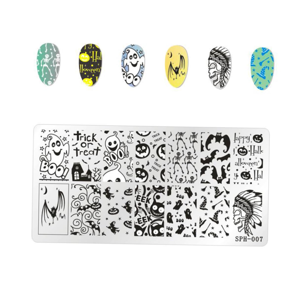 Healeved 12 Piezas Plantillas De Uñas Fascinadores De Oro Para Las Mujeres Placas De Estampado De Halloween Placas De Uñas Para Arte De Uñas Víspera De Todos Caja De Herramientas