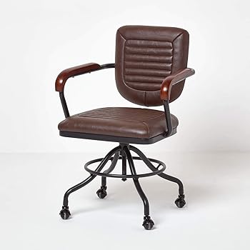 Homescapes Chaise De Bureau Pivotante A Roulettes Reno De Style Industriel Et Vintage En Imitation Cuir Avec Accoudoirs Reglable En Hauteur 83 A 99 Cm Amazon Fr Cuisine Maison