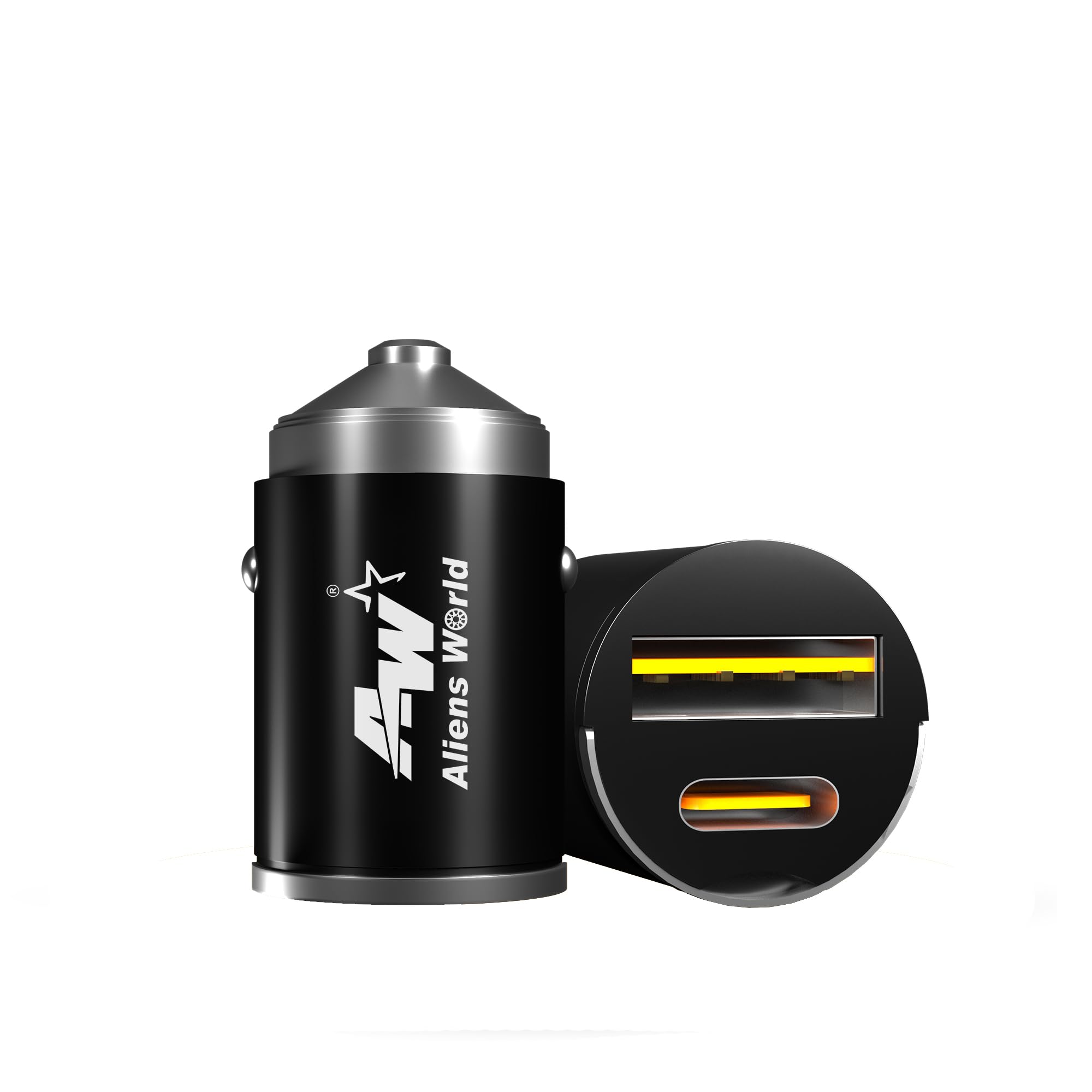 aliens world 100W PD30+QC4.0 Rocket Hidden Car Charger with Dual Output,100Watts Total, Fast Charging, Adapter for iPhone & Android Smartphones and Tablets with 3 in 1 Data Cable (Black)