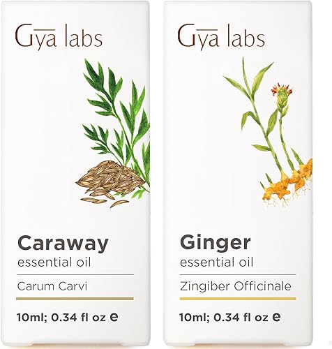 Juego de difusor de aceite esencial de alcaravea y aceite de jengibre para comodidad corporal, juego de aceites esenciales 100% naturales de grado