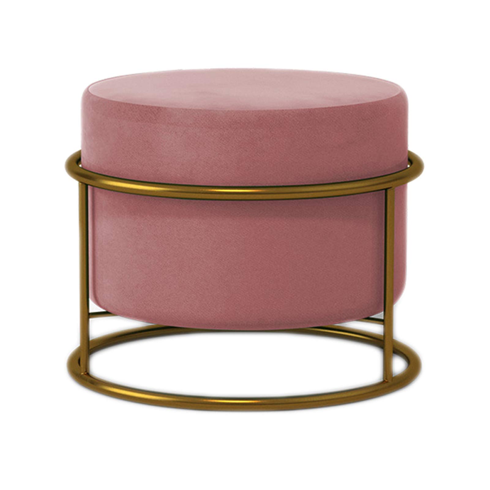 Repose-Pieds Rond Rose Pouf Capitonné pour la Chambre