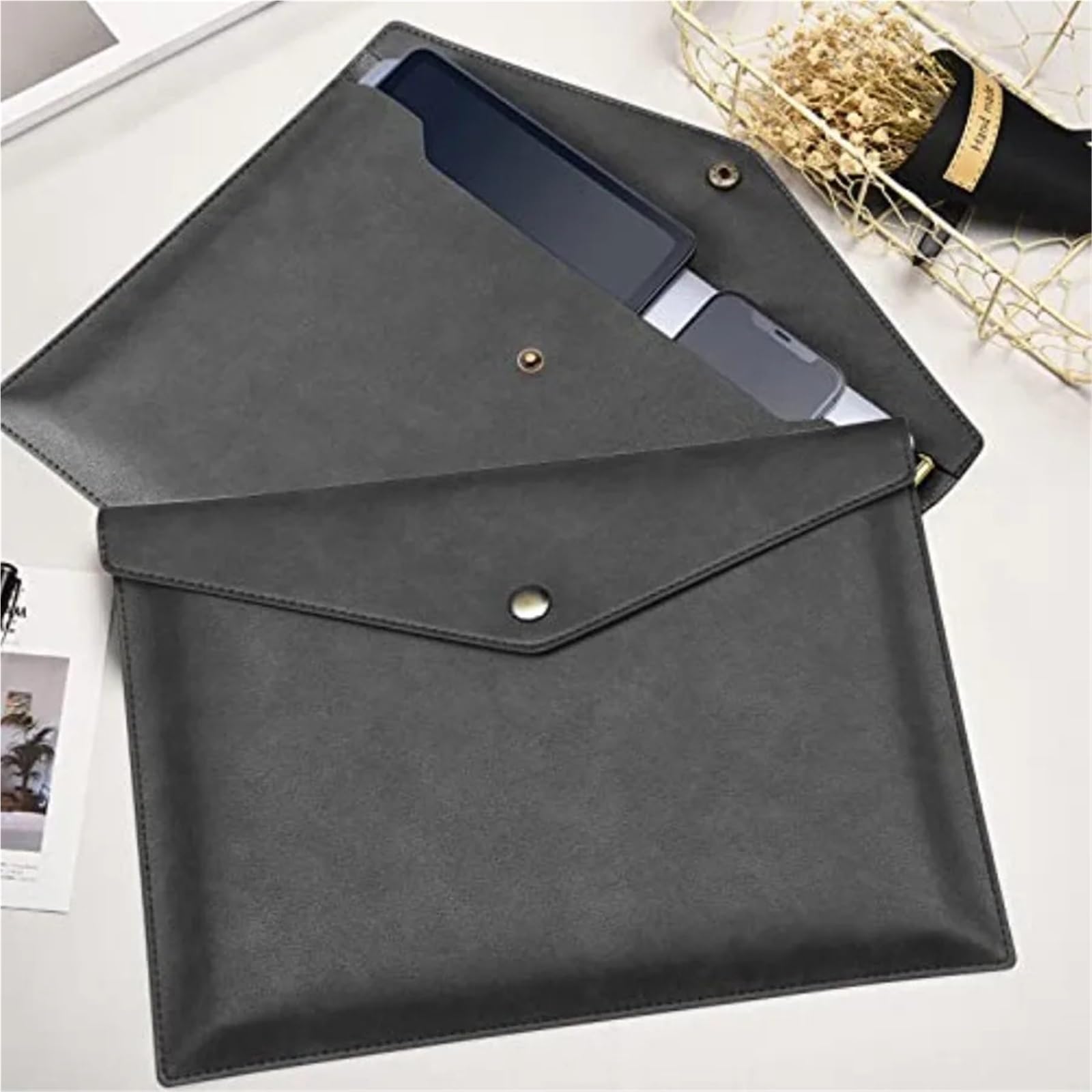 1 pz cartelle di file in pelle PU porta documenti A4 busta portfolio impermeabile archivio organizer Per Archiviazione Documenti
