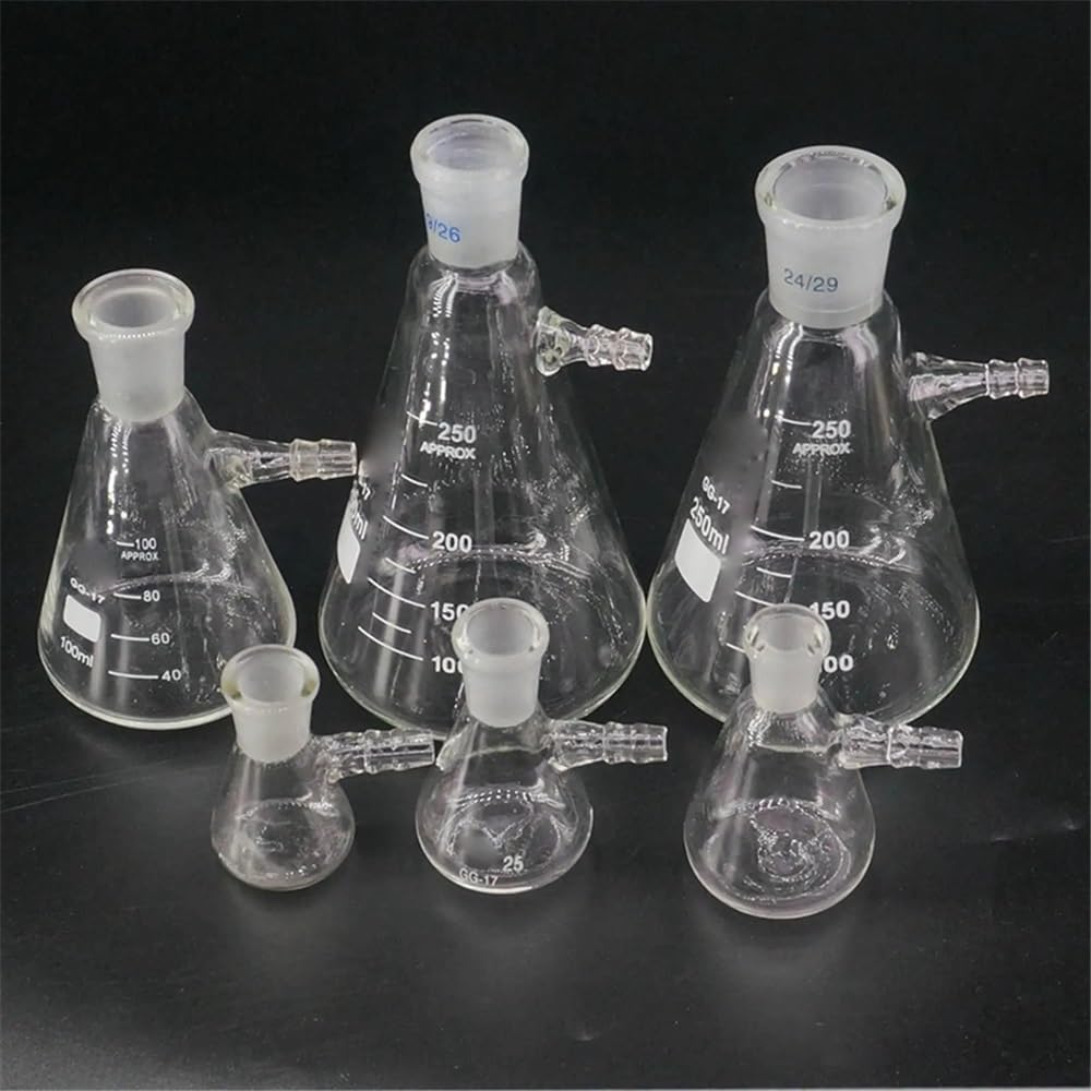 Vetreria da laboratorio 10 ml 25 ml 50 ml 100 ml 250 ml 500 ml 1000 ml #10#14#19#24#29 Borraccia in vetro borosilicato con bocca aspirante(1000ml Joint 29-32)