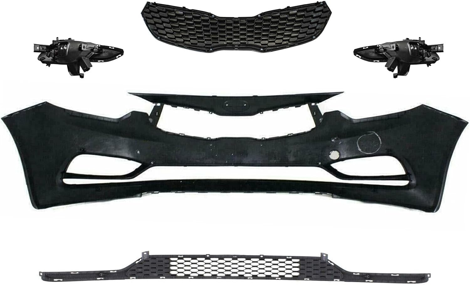 Complete Front Bumper Grille Set W/Fog Lamp Replacement For 2014-2016 Kia Forte Korea Built