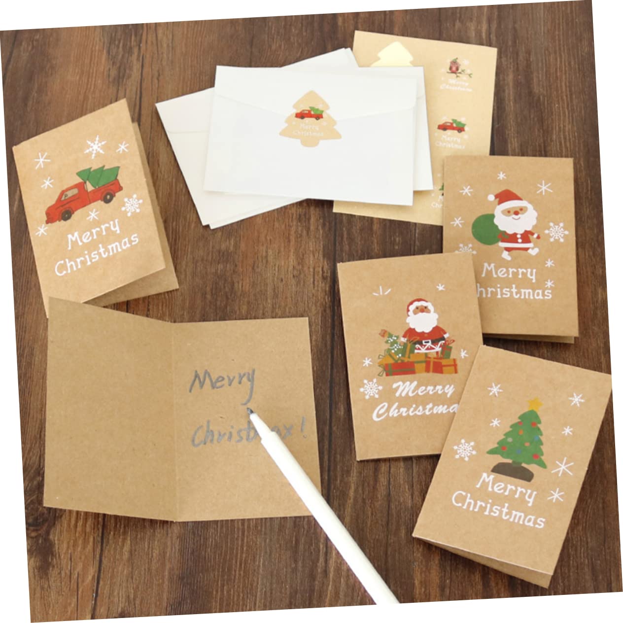 Tofficu 120sätze Merry Christmas Grußkarten Teile Mit Umschlägen Karten Und Aufklebern Hochwertige Weihnachtskarten Für Familie Und Freunde Festliche Einladungskarten Für
