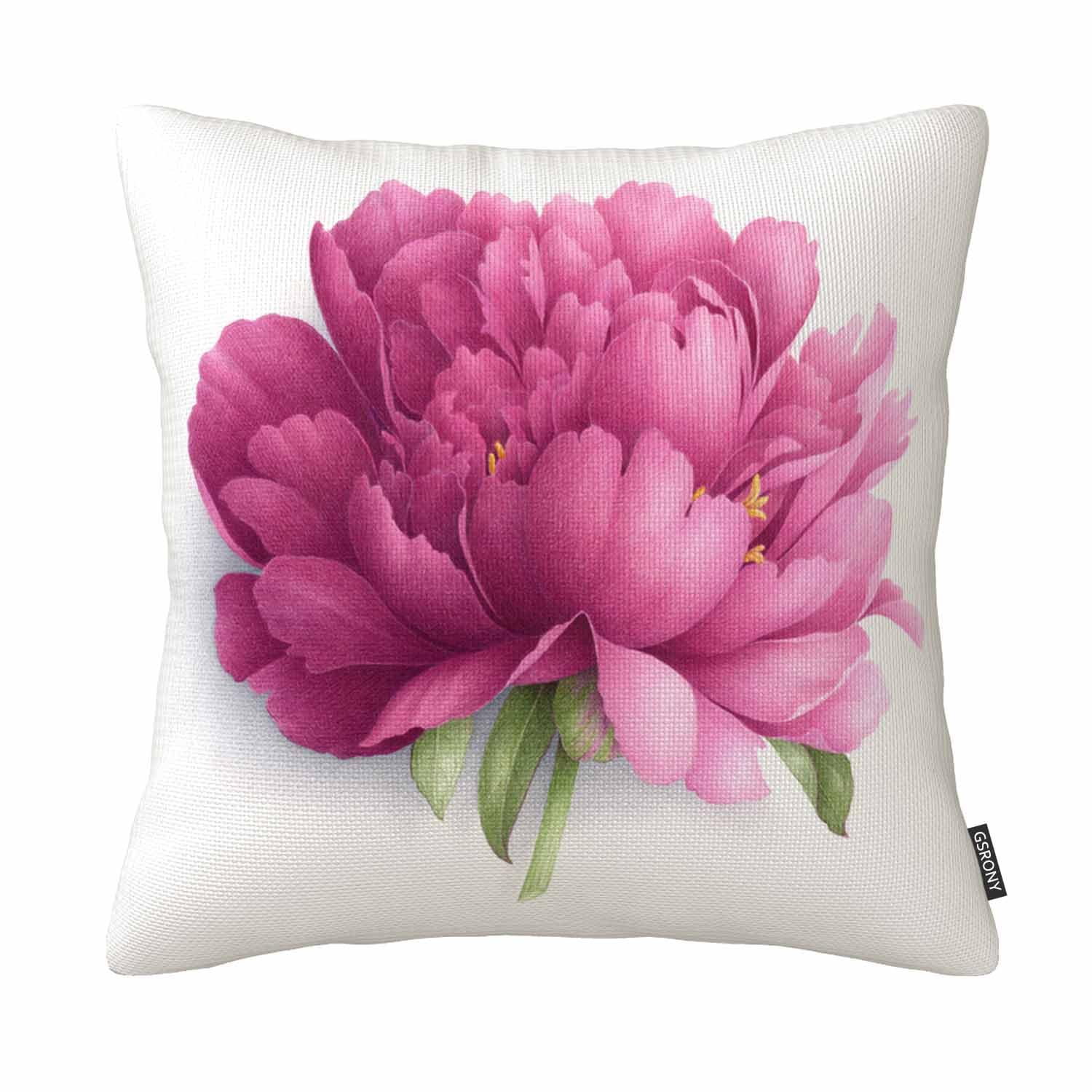 Gsrony Teal Floral Throw Pillow Covers Vintange Flower Pattern Peony Floral Cushion Pillow Case Home Decor Pillowcase 18X18 Inches