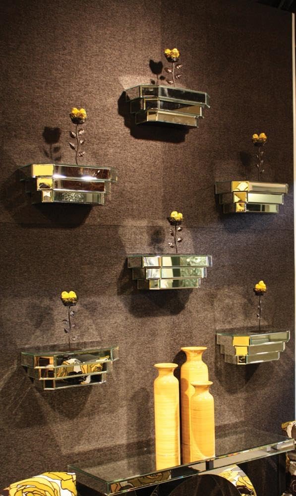 Howard Elliot Mirrored Floating Wall Shelf for Home Decor, Silver Wall Mounted Modern Glass Shelf, Wall Decorative Mirror Shelf for Living Room, Bathroom, Entryway Mirror Ledge (6"H x 16"W x 7"D)