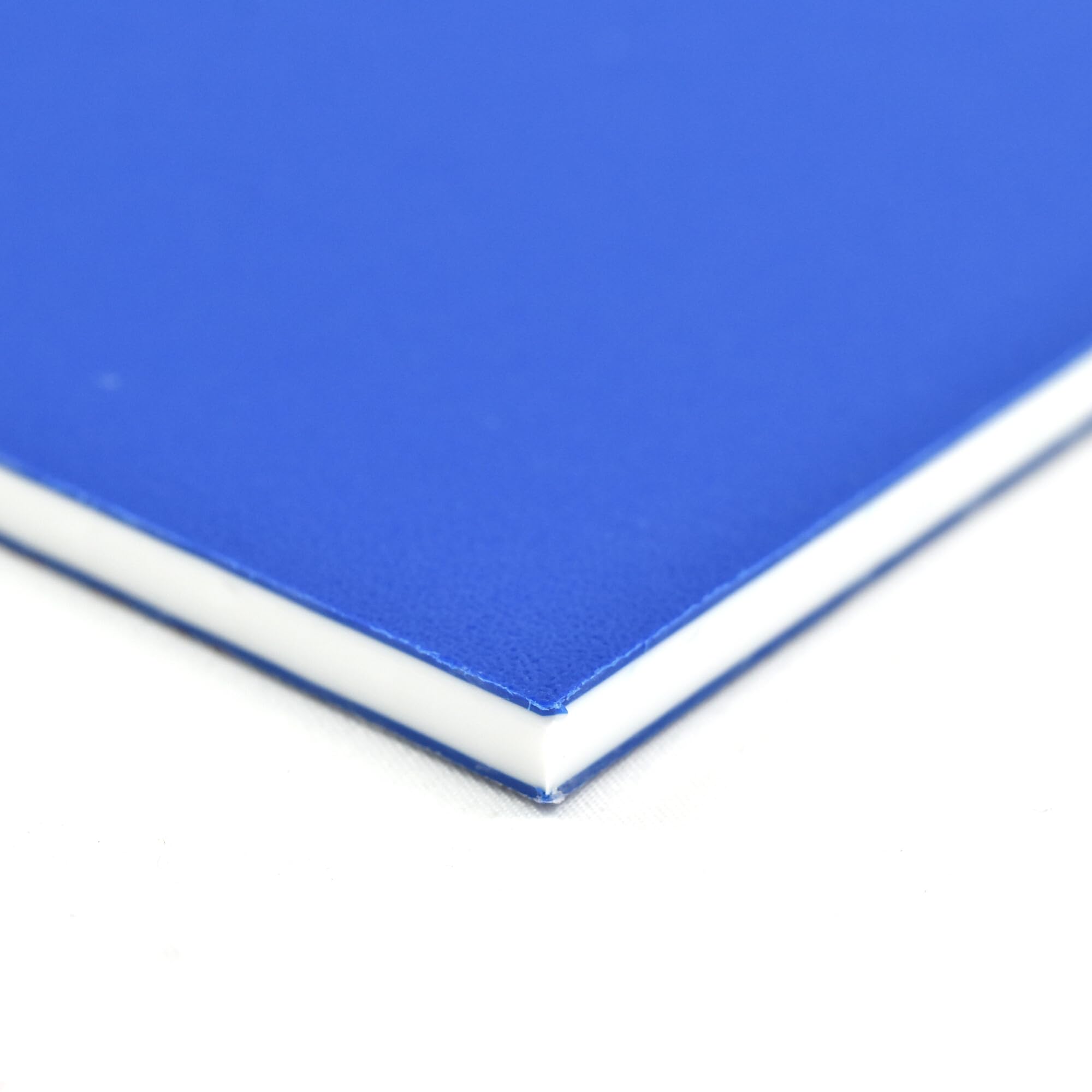 King ColorCore Plastic Sheet 3/4" x 24" x 24" Blue-White-Blue Color Core, HDPE Board, High Density Polyethylene Panel