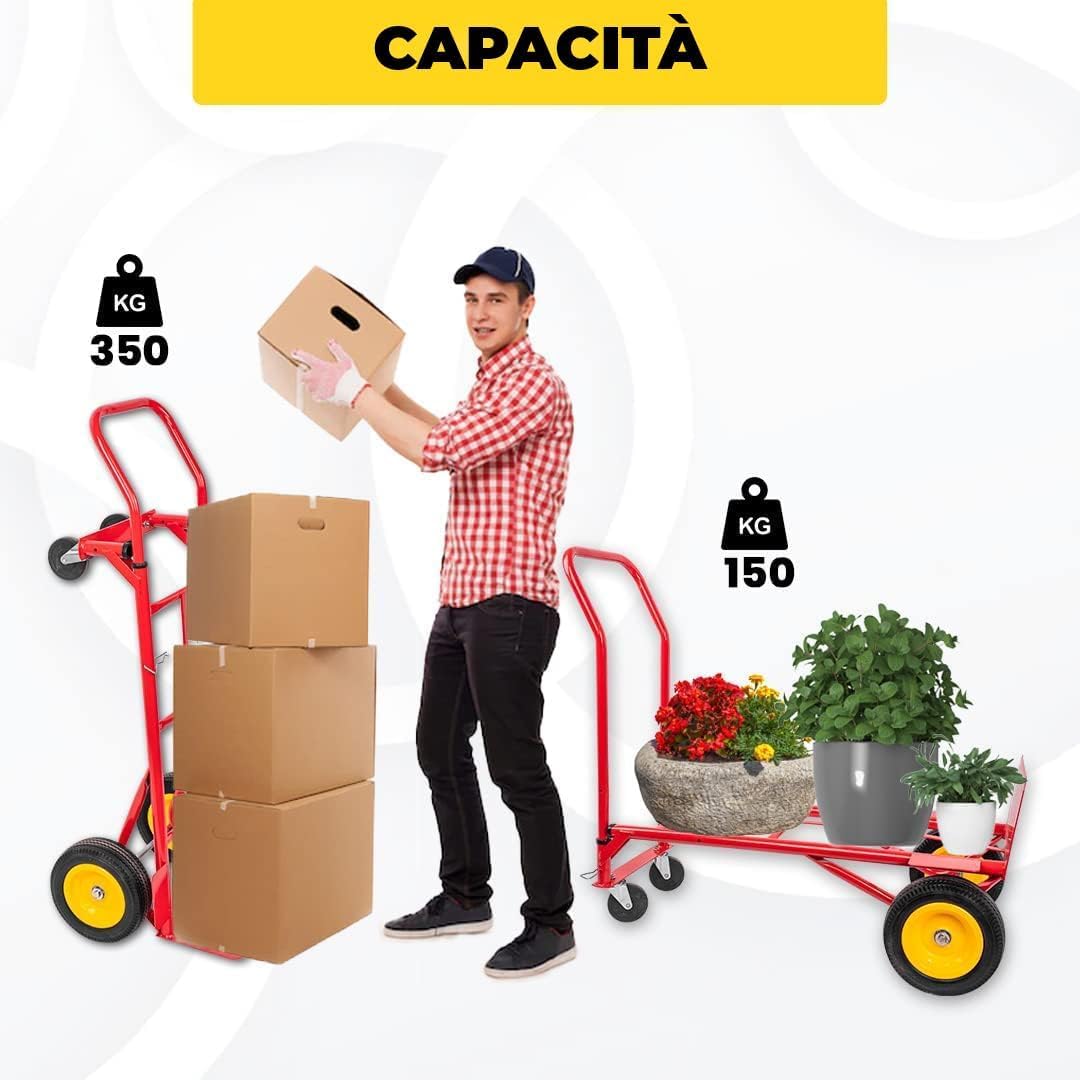 STREND PRO Carrello Pieghevole 2 in 1 | Carrello Portapacchi 350 kg | Carrello a Piattaforma e Carrellino con Ruote Portatutto | Ideale per Trasporto Materiali | Carrello con Ruote Manuale